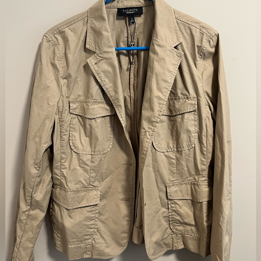 Talbots Jacket Womens Size 12 Khaki Tan Button Front